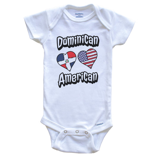 Dominican American Flag Hearts Combo Dominican Republic Baby Bodysuit