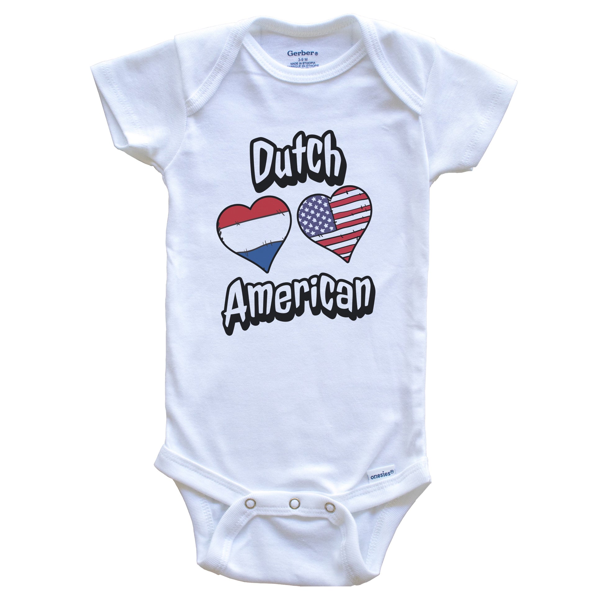 Dutch American Flag Hearts Combo Netherlands Baby Bodysuit
