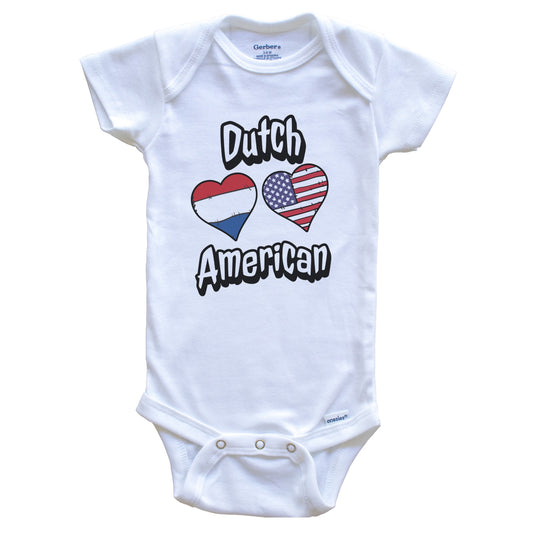 Dutch American Flag Hearts Combo Netherlands Baby Bodysuit