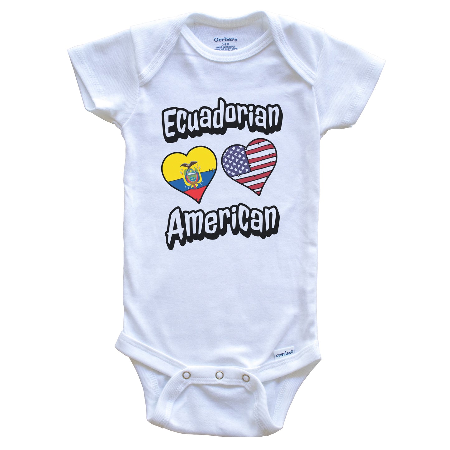 Ecuadorian American Flag Hearts Combo Ecuador Baby Bodysuit