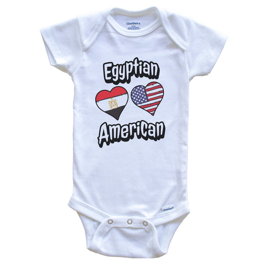 Egyptian American Flag Hearts Combo Egypt Baby Bodysuit