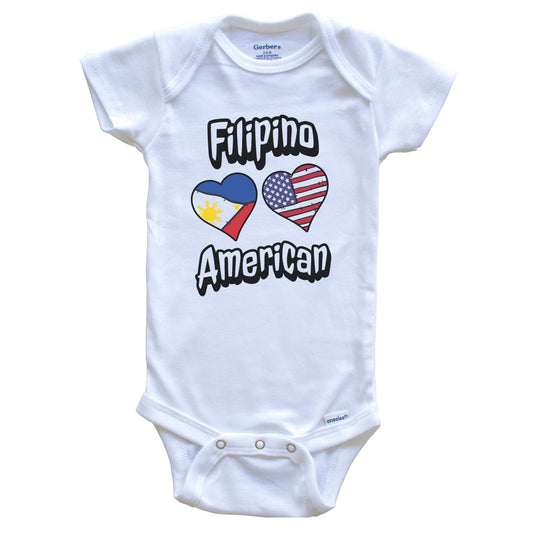 Filipino American Flag Hearts Combo Philippines Baby Bodysuit