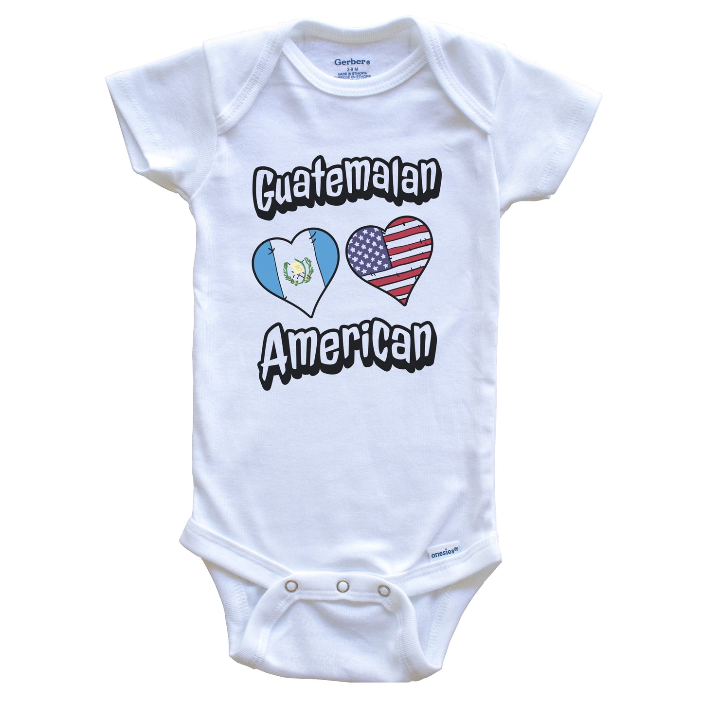 Guatemalan American Flag Hearts Combo Guatemala Baby Bodysuit