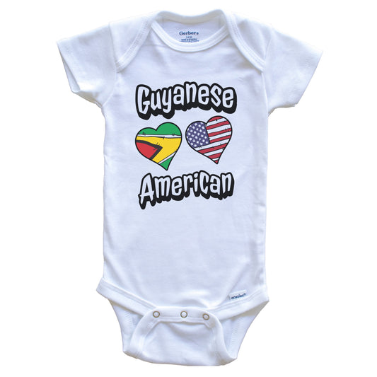 Guyanese American Flag Hearts Combo Guyana Baby Bodysuit