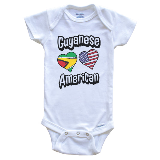 Guyanese American Flag Hearts Combo Guyana Baby Bodysuit
