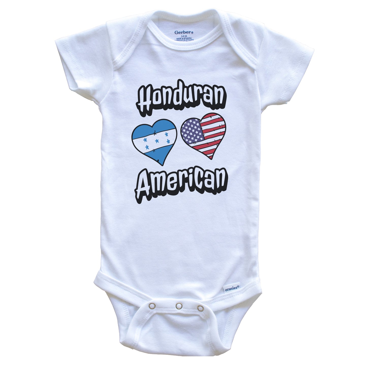 Honduran American Flag Hearts Combo Honduras Baby Bodysuit
