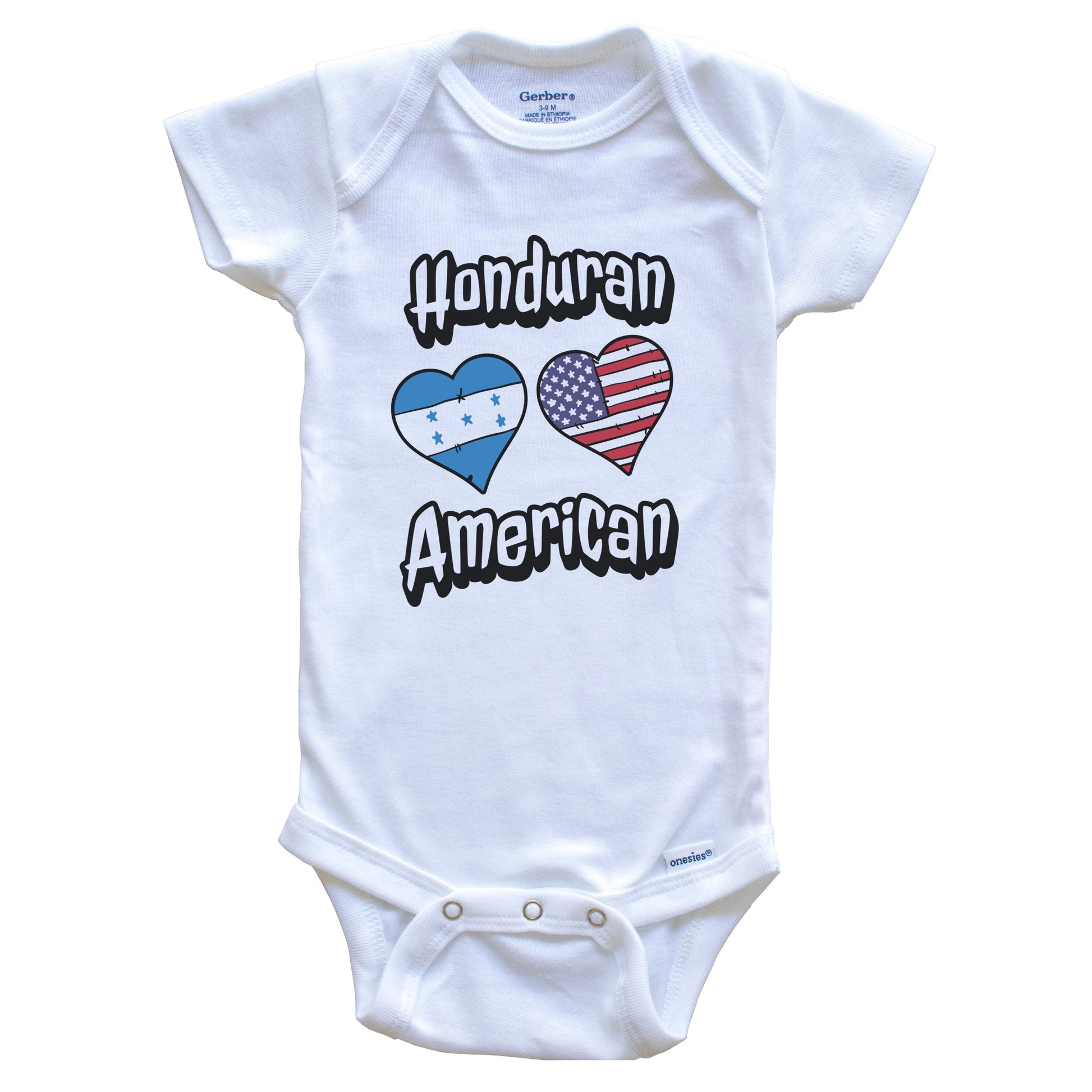 Honduran American Flag Hearts Combo Honduras Baby Bodysuit
