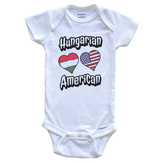 Hungarian American Flag Hearts Combo Hungary Baby Bodysuit