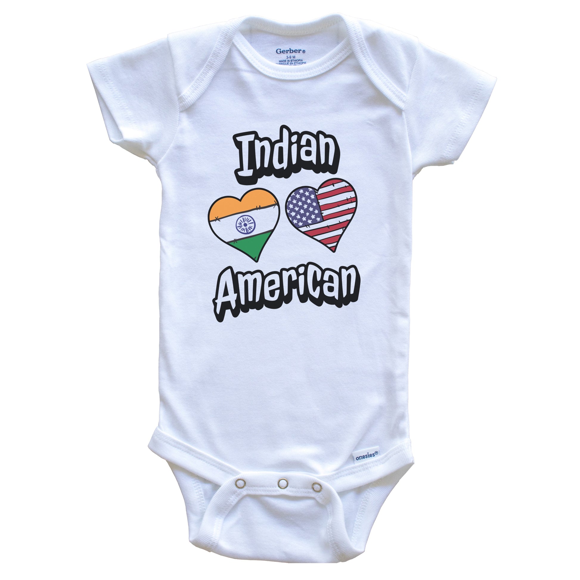 Indian American Flag Hearts Combo India Baby Bodysuit
