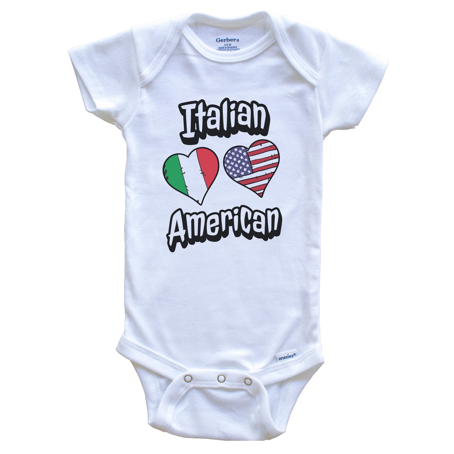 Italian American Flag Hearts Combo Italy Baby Bodysuit