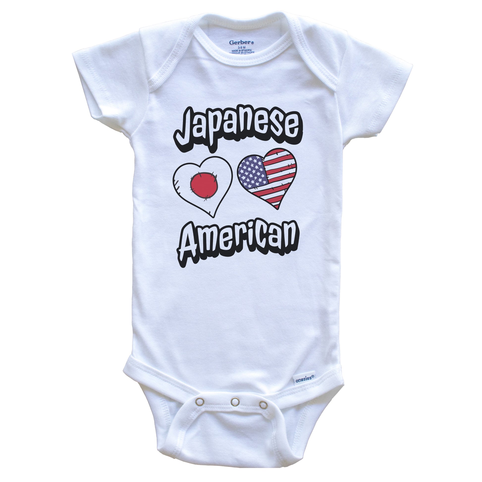 Japanese American Flag Hearts Combo Japan Baby Bodysuit