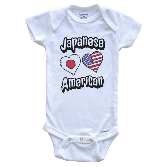 Japanese American Flag Hearts Combo Japan Baby Bodysuit
