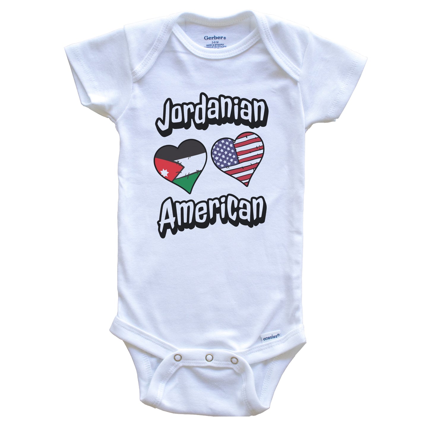 Jordanian American Flag Hearts Combo Jordan Baby Bodysuit