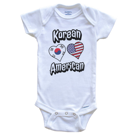 Korean American Flag Hearts Combo South Korea Baby Bodysuit