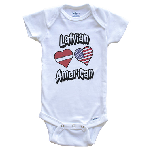 Latvian American Flag Hearts Combo Latvia Baby Bodysuit