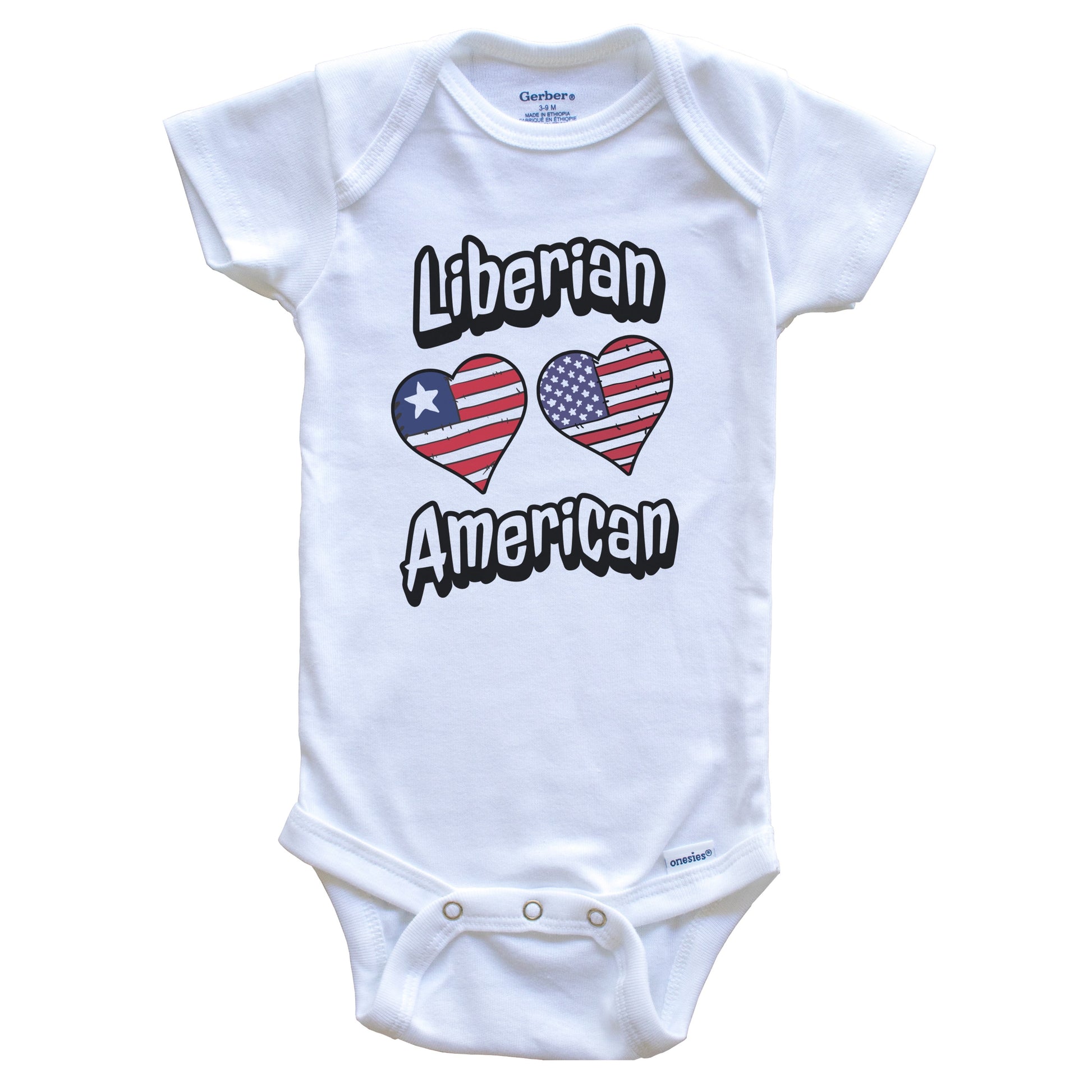 Liberian American Flag Hearts Combo Liberia Baby Bodysuit
