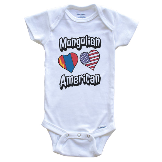 Mongolian American Flag Hearts Combo Mongolia Baby Bodysuit