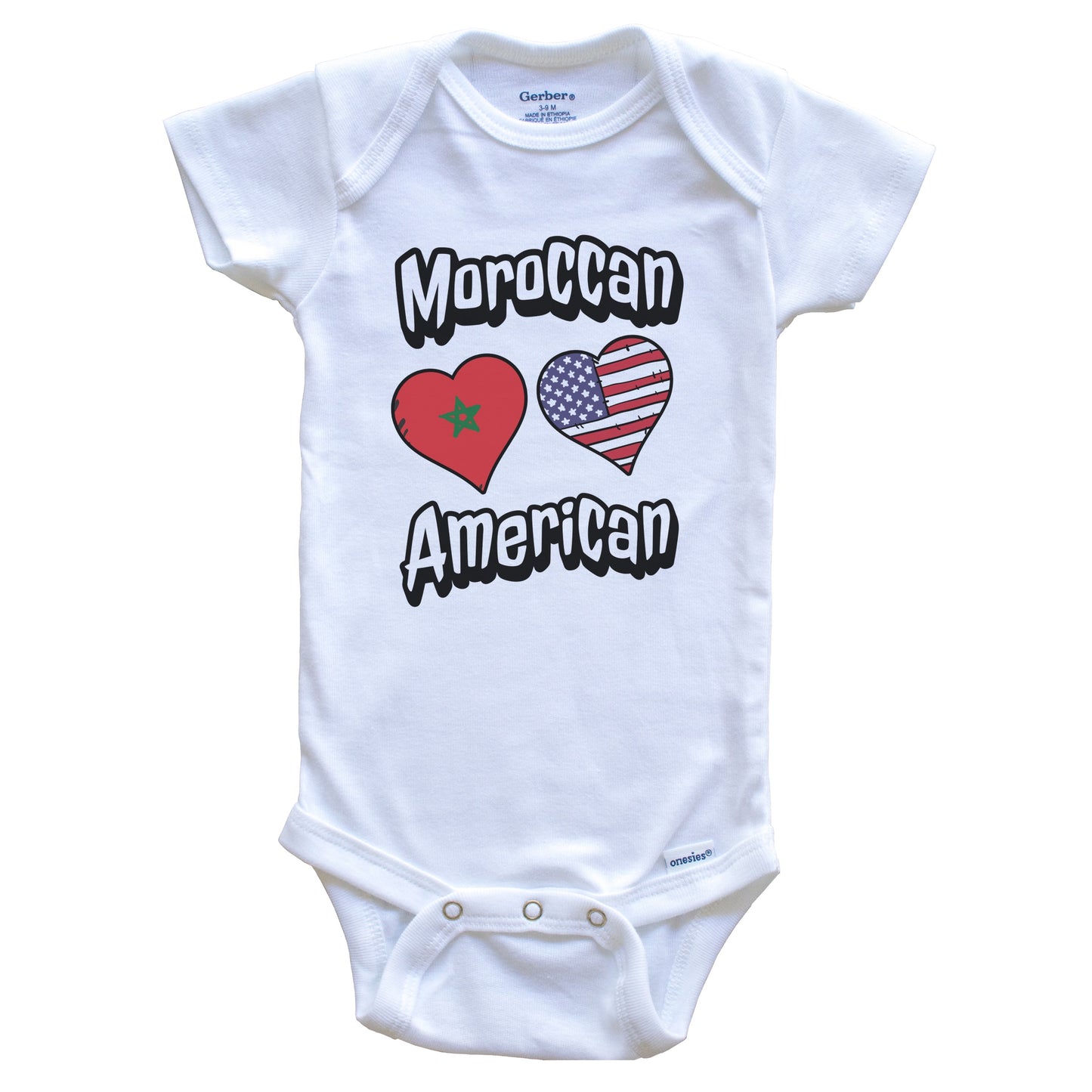 Moroccan American Flag Hearts Combo Morocco Baby Bodysuit