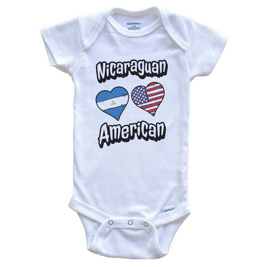 Nicaraguan American Flag Hearts Combo Nicaragua Baby Bodysuit