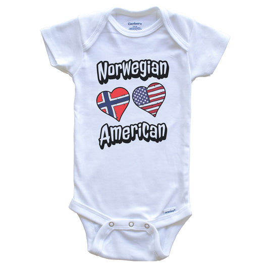 Norwegian American Flag Hearts Combo Norway Baby Bodysuit