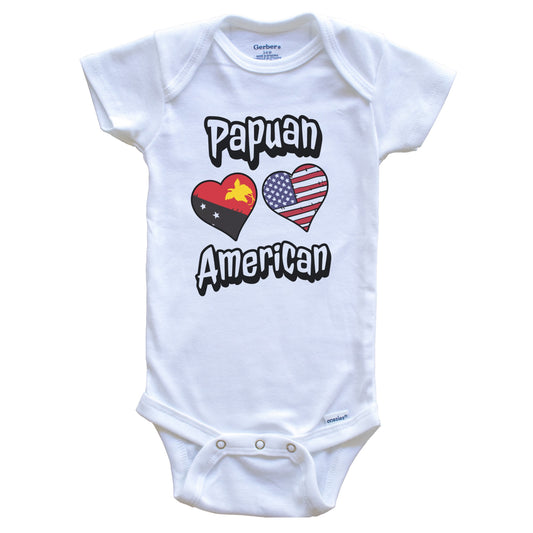 Papuan American Flag Hearts Combo Papua New Guinea Baby Bodysuit