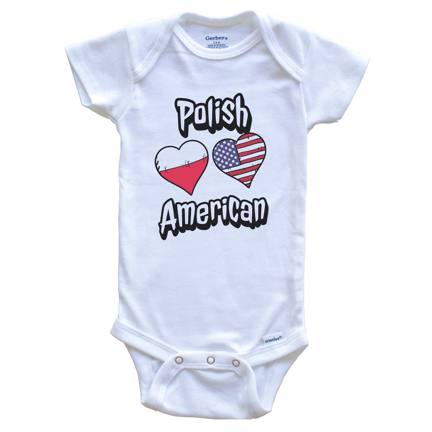 Polish American Flag Hearts Combo Poland Baby Bodysuit
