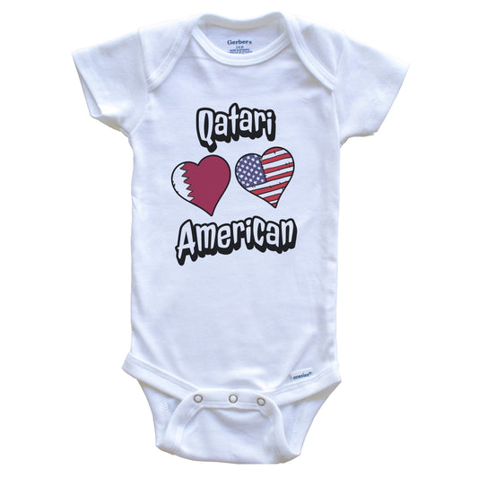 Qatari American Flag Hearts Combo Qatar Baby Bodysuit