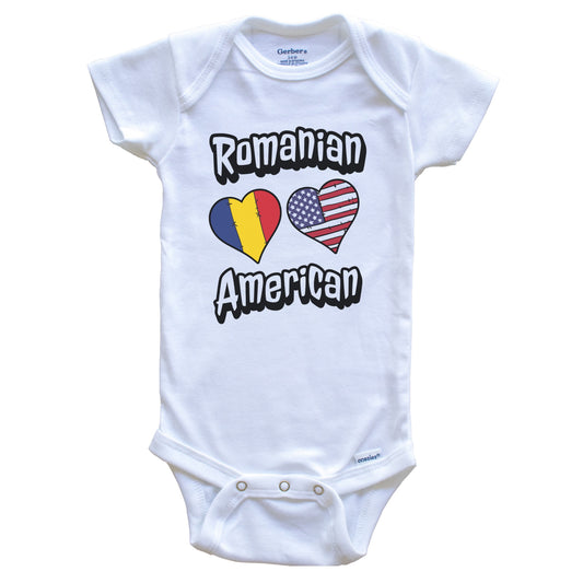 Romanian American Flag Hearts Combo Romania Baby Bodysuit
