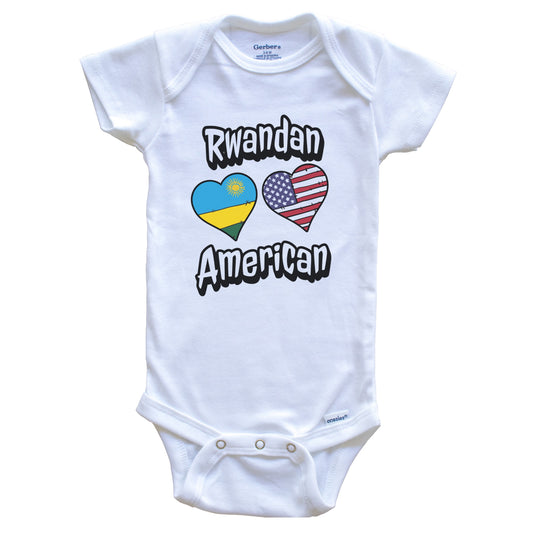 Rwandan American Flag Hearts Combo Rwanda Baby Bodysuit
