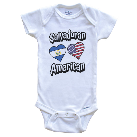 Salvadoran American Flag Hearts Combo El Salvador Baby Bodysuit