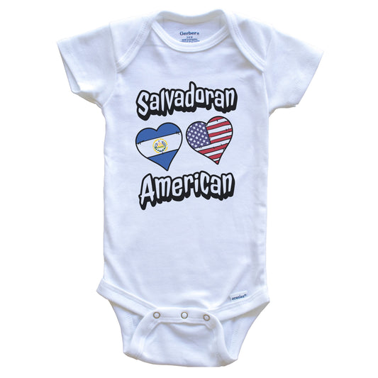 Salvadoran American Flag Hearts Combo El Salvador Baby Bodysuit