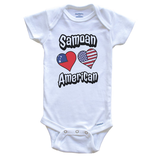 Samoan American Flag Hearts Combo Samoa Baby Bodysuit