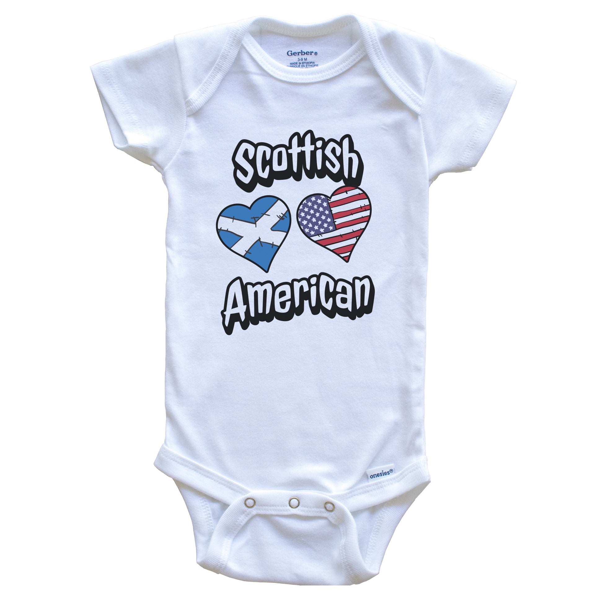 Scottish American Flag Hearts Combo Scotland Baby Bodysuit