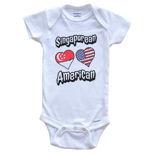 Singaporean American Flag Hearts Combo Singapore Baby Bodysuit