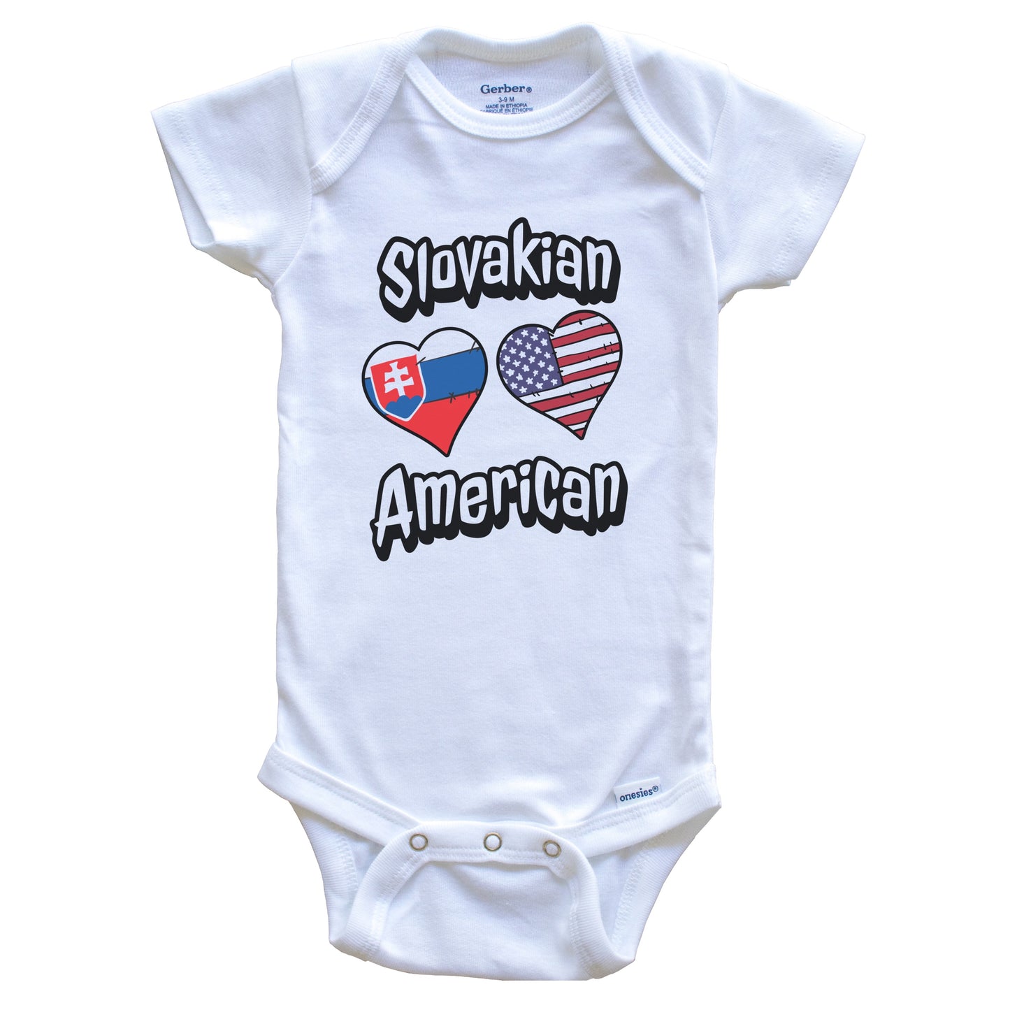 Slovakian American Flag Hearts Combo Slovakia Baby Bodysuit