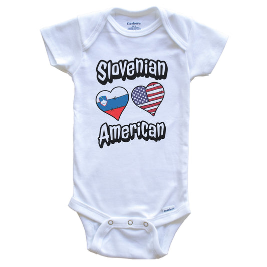 Slovenian American Flag Hearts Combo Slovenia Baby Bodysuit