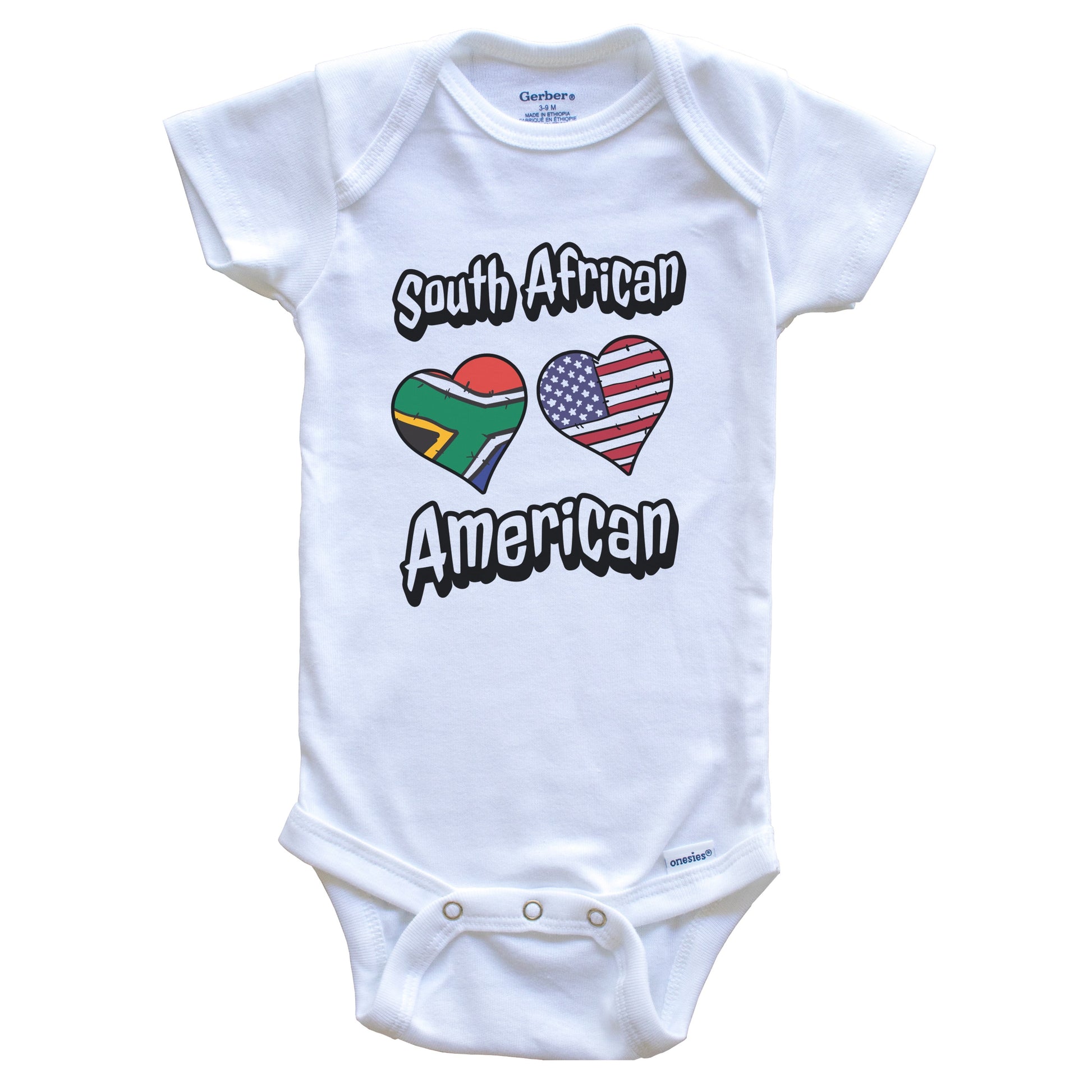 South African American Flag Hearts Combo South Africa Baby Bodysuit