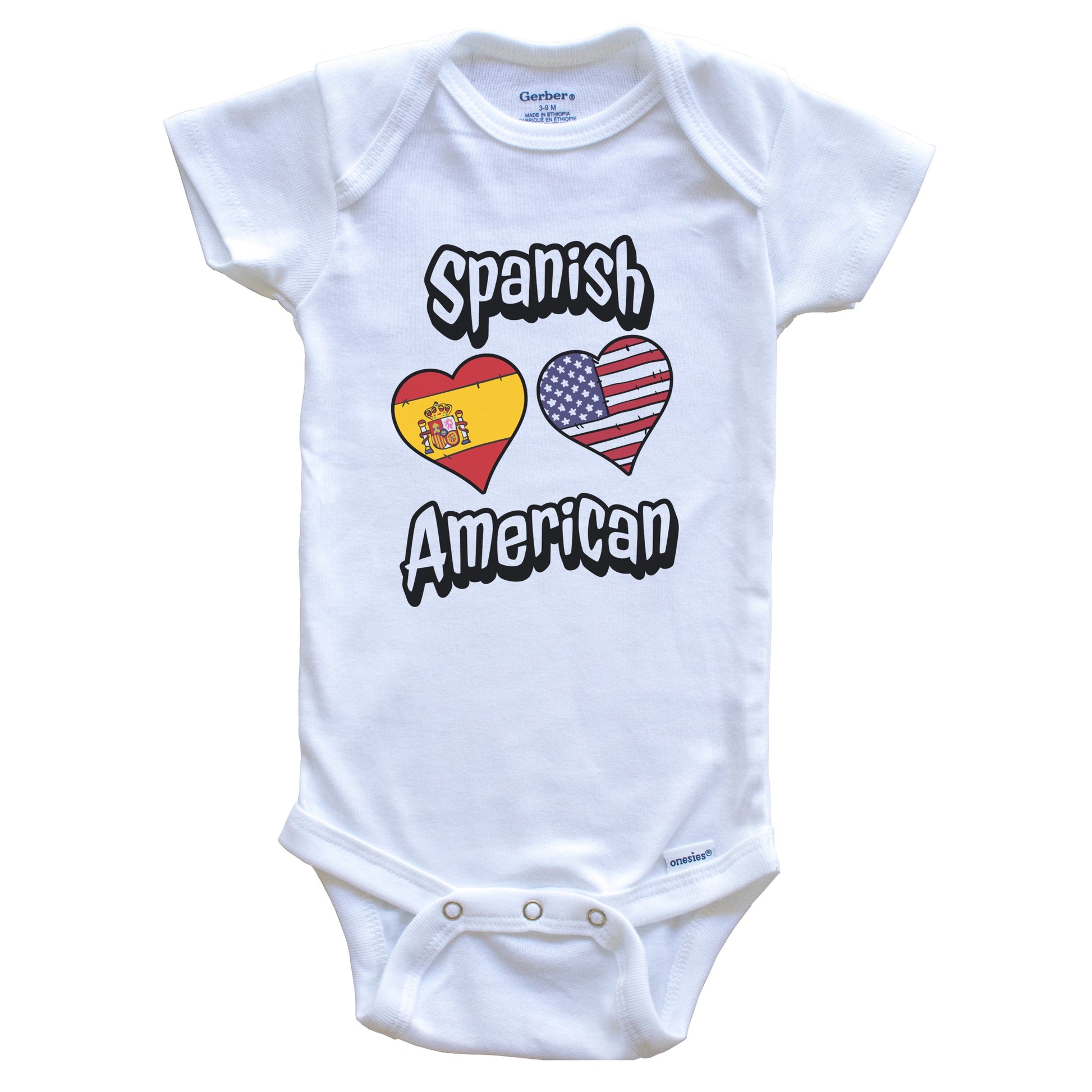 Spanish American Flag Hearts Combo Spain Baby Bodysuit