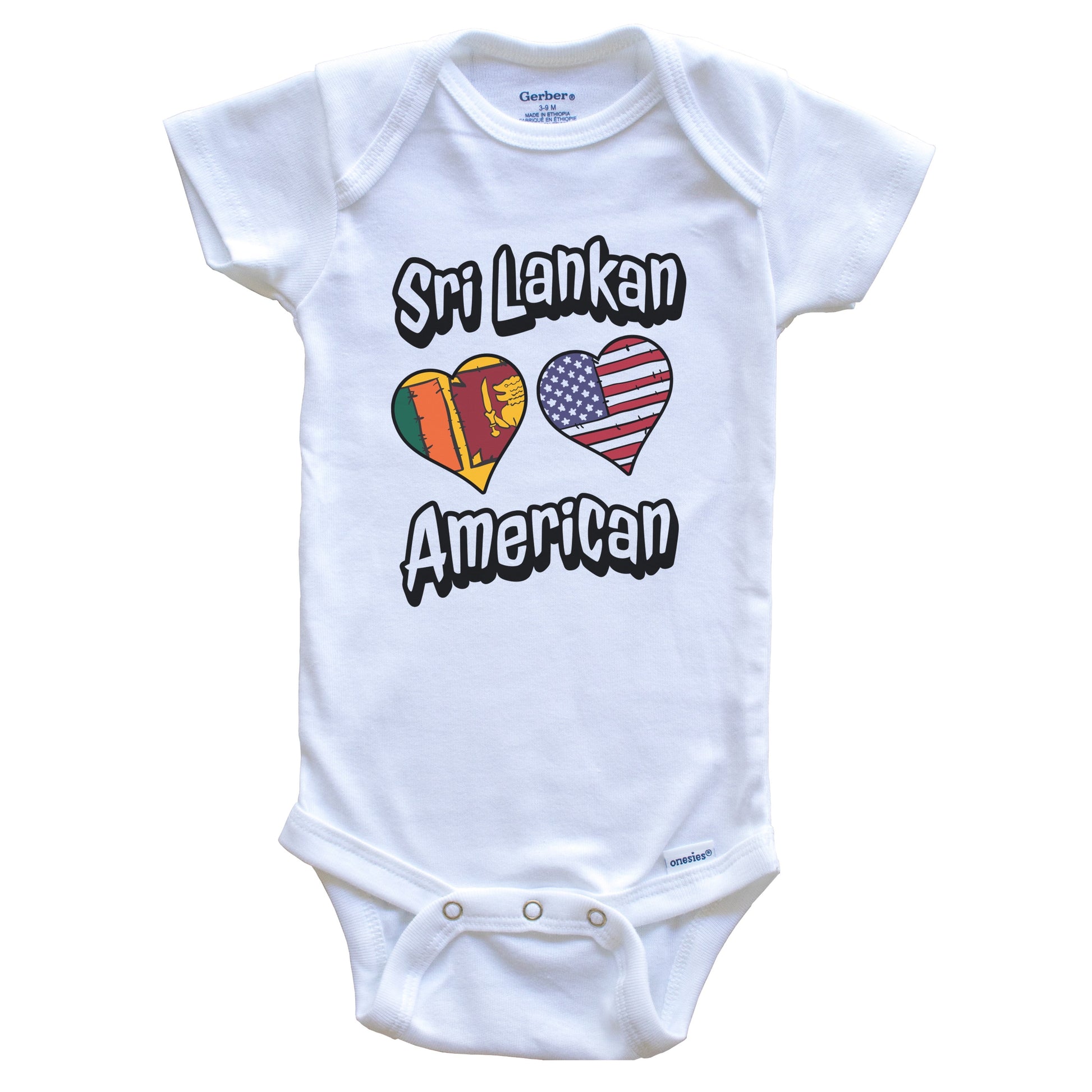 Sri Lankan American Flag Hearts Combo Sri Lanka Baby Bodysuit