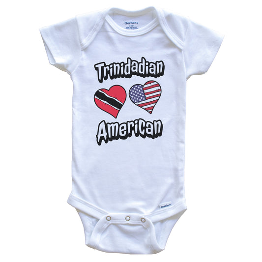 Trinidadian American Flag Hearts Combo Trinidad and Tobago Baby Bodysuit