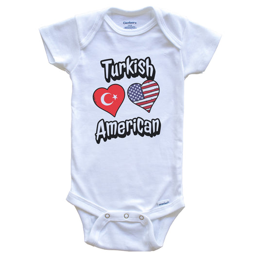 Turkish American Flag Hearts Combo Turkey Baby Bodysuit