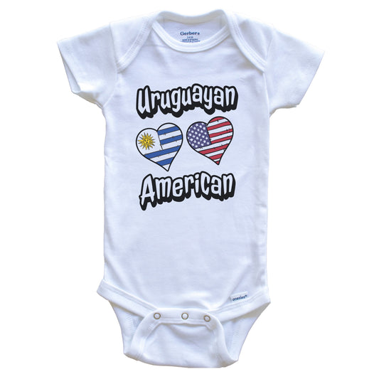 Uruguayan American Flag Hearts Combo Uruguay Baby Bodysuit