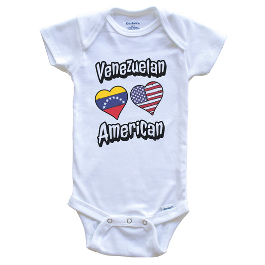 Venezuelan American Flag Hearts Combo Venezuela Baby Bodysuit