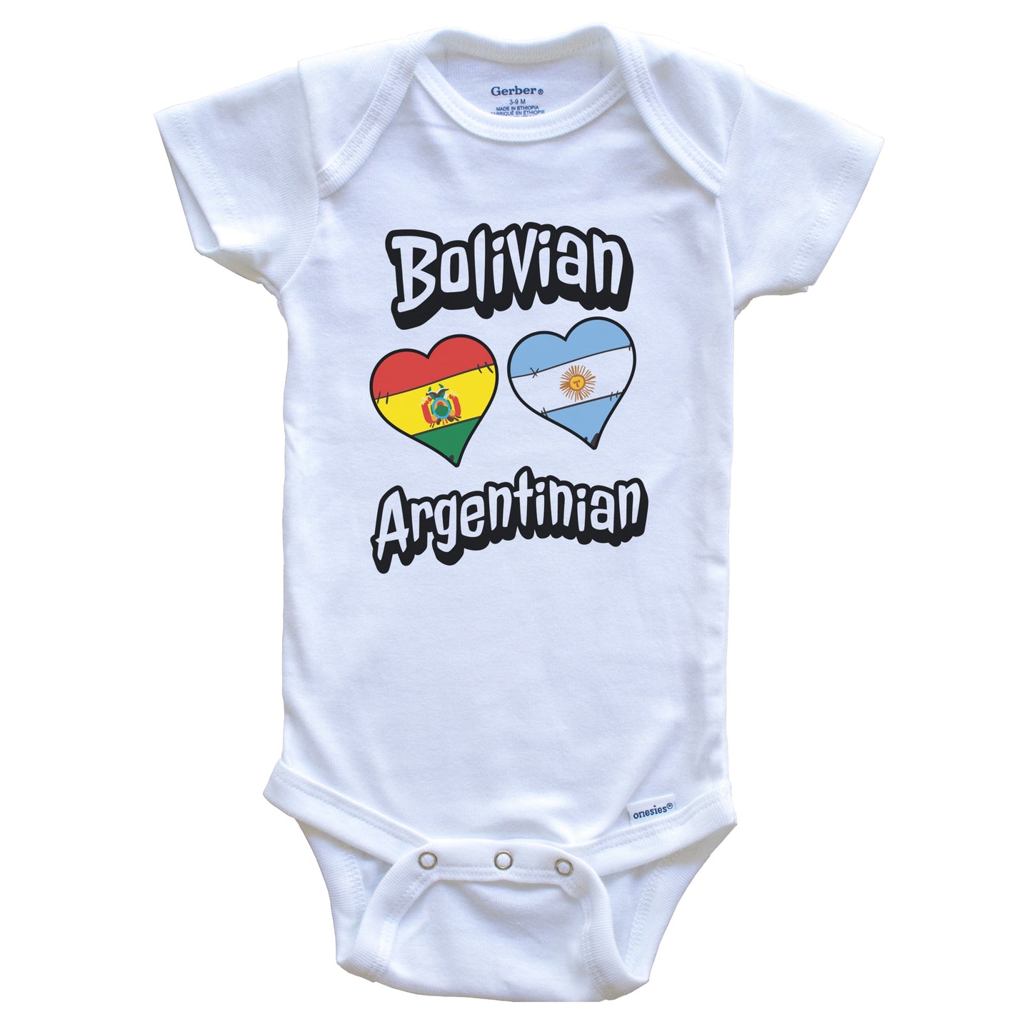 Bolivian Argentinian Flag Heart Combo Bolivia Argentina Baby Bodysuit