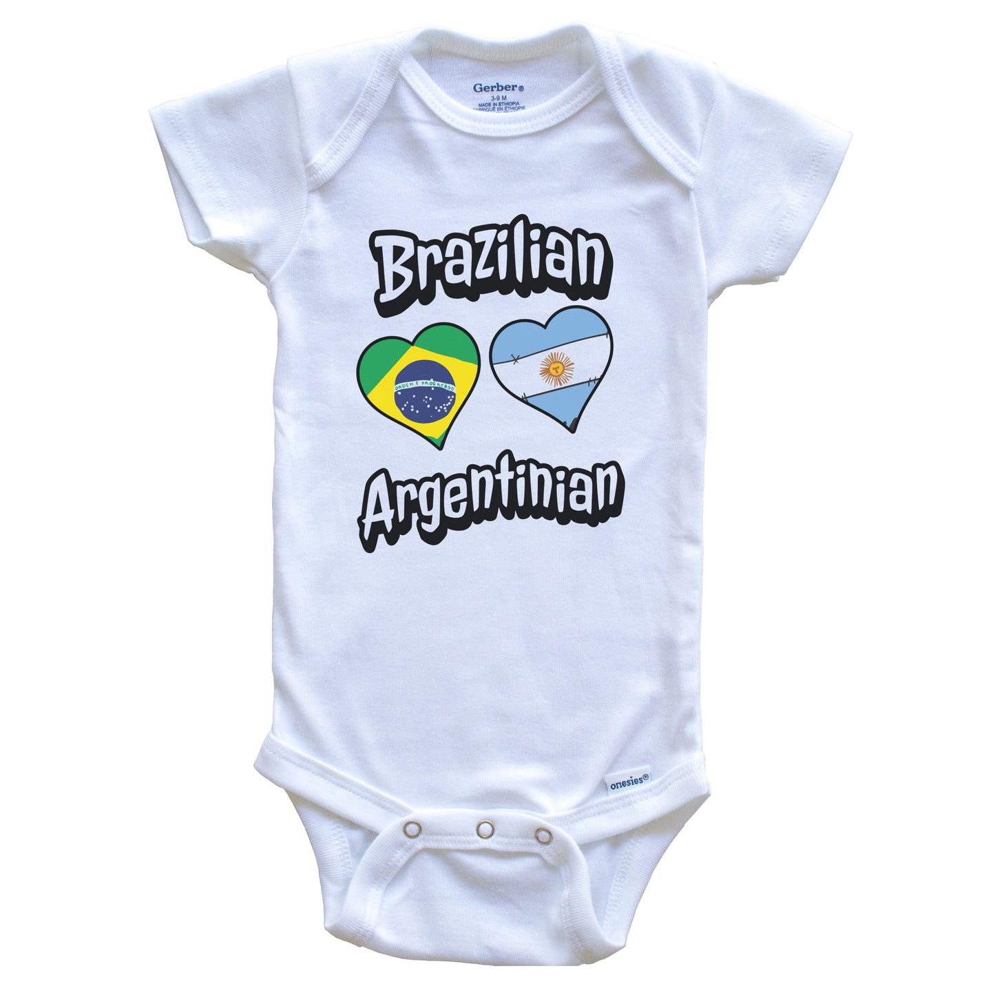 Brazilian Argentinian Flag Heart Combo Brazil Argentina Baby Bodysuit