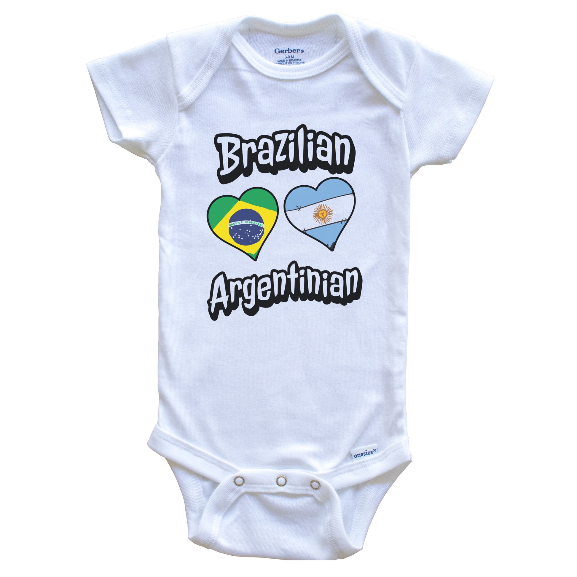 Brazilian Argentinian Flag Heart Combo Brazil Argentina Baby Bodysuit