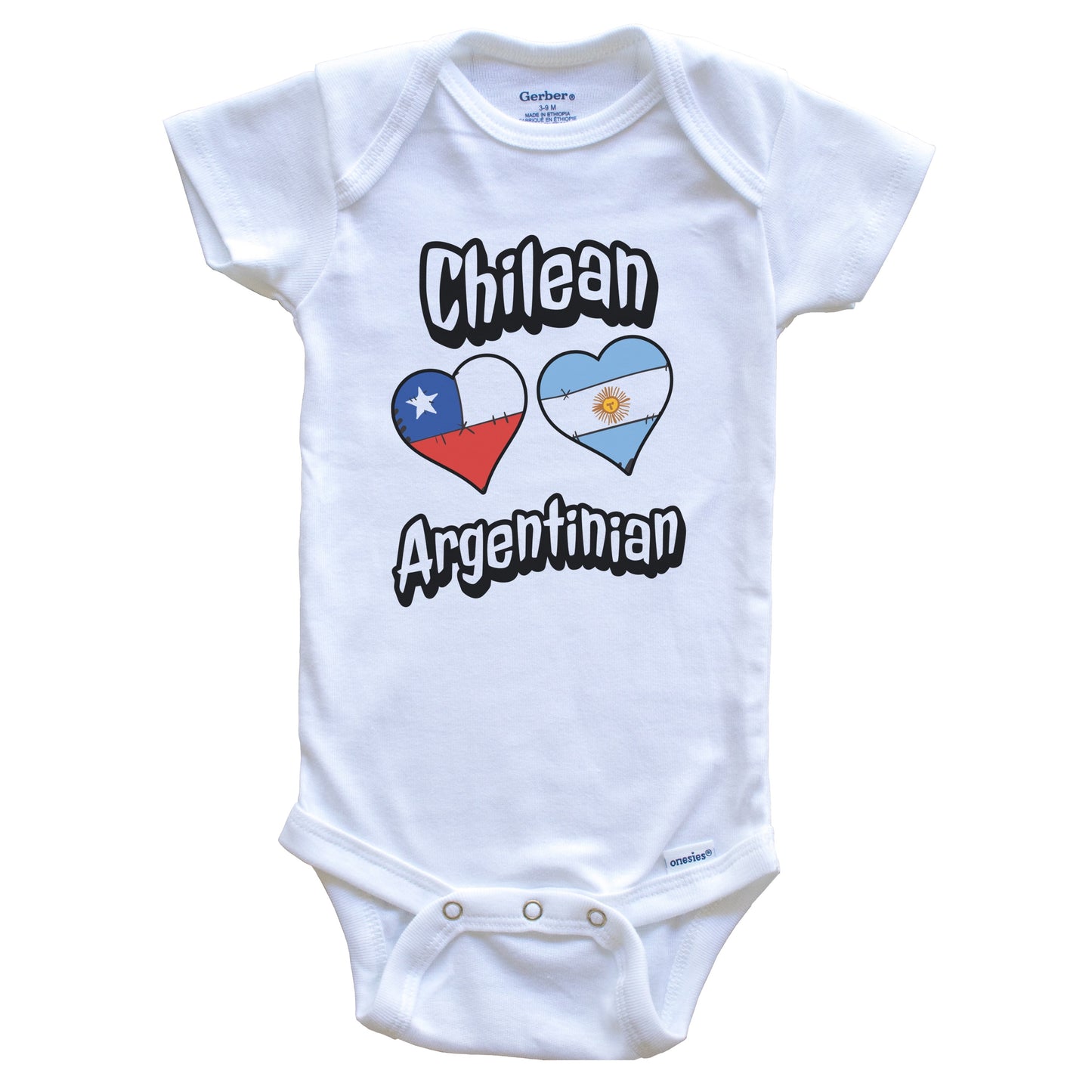 Chilean Argentinian Flag Heart Combo Chile Argentina Baby Bodysuit
