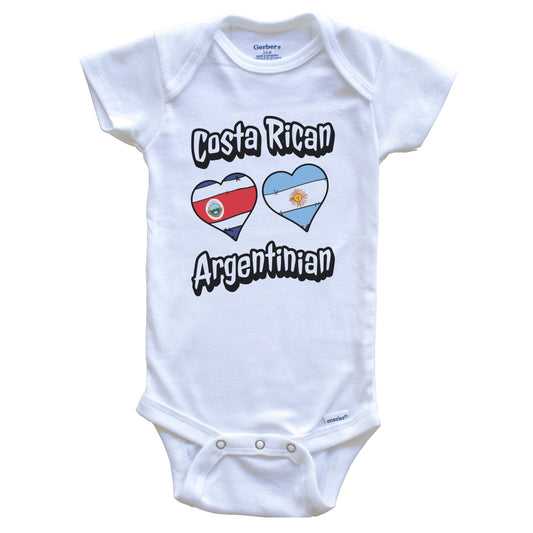 Costa Rican Argentinian Flag Hearts Costa Rica Argentina Baby Bodysuit