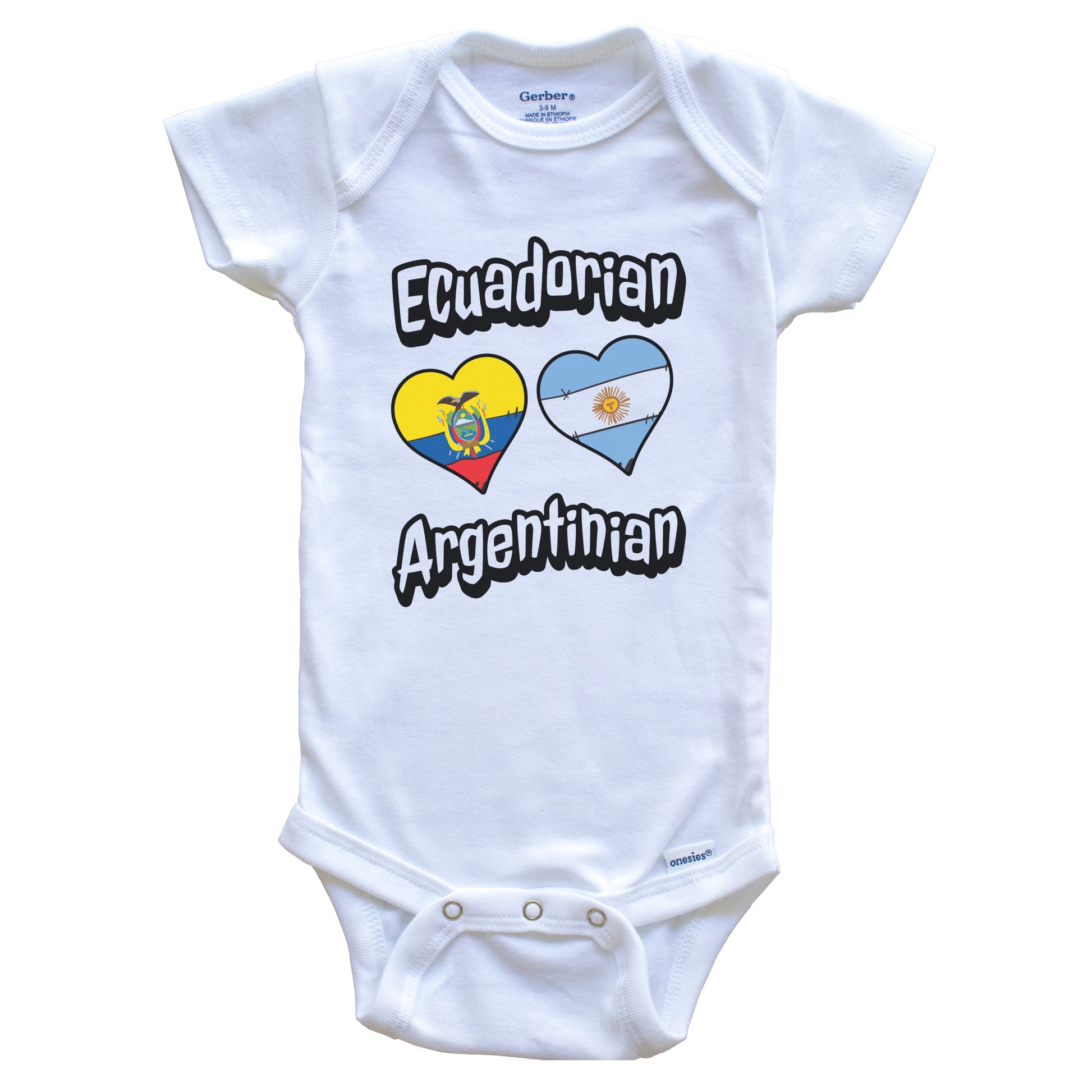 Ecuadorian Argentinian Flag Heart Combo Ecuador Argentina Baby Bodysuit