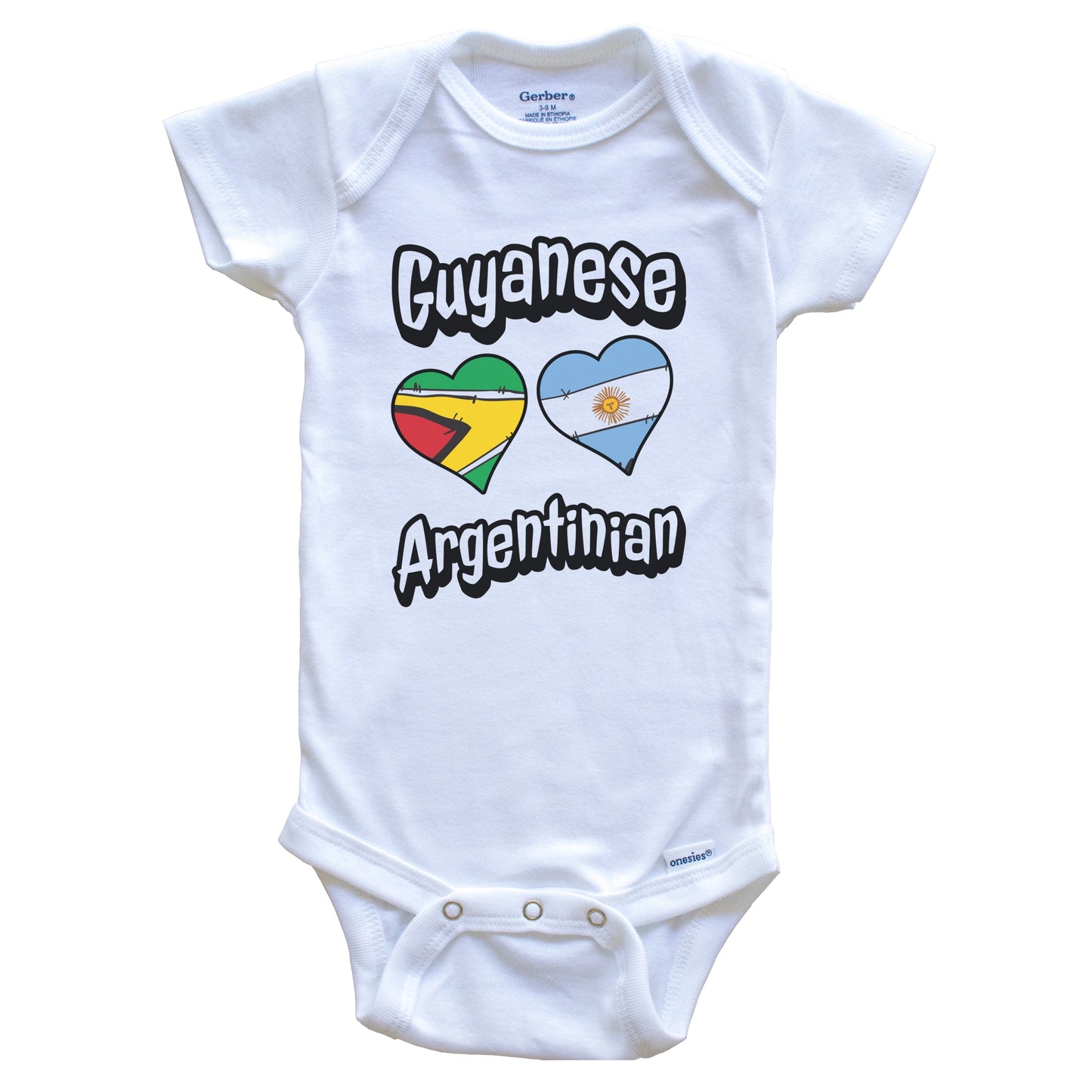 Guyanese Argentinian Flag Heart Combo Guyana Argentina Baby Bodysuit